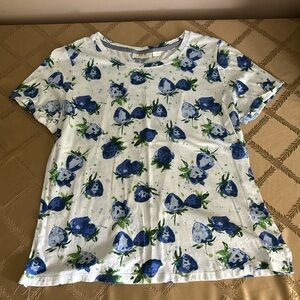 Blue Strawberry Patterned Shirt from Maeve by Anthropologie